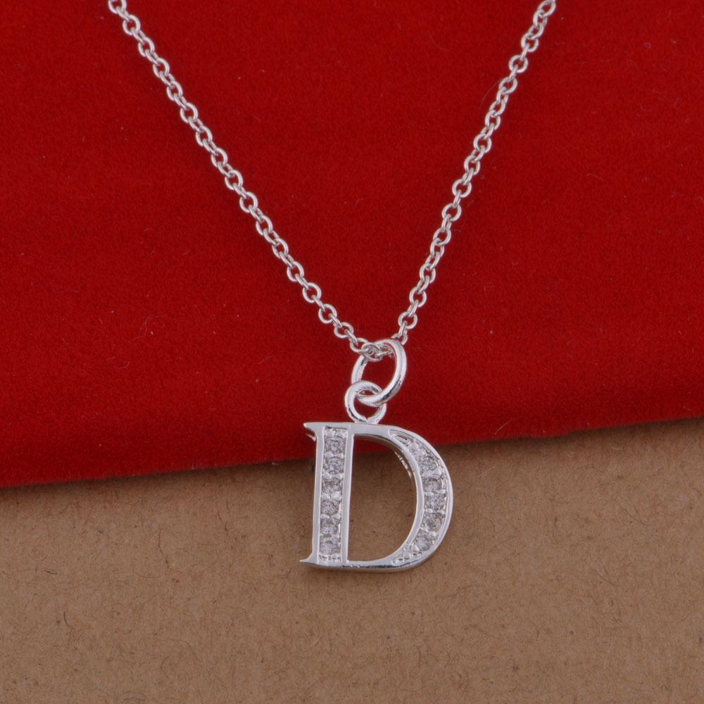 925 Sterling Silver Plated Korean Style Letter D Necklace