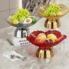 Transparent High-Foot Fruit Plate Home Living Room Coffee Table Light Luxury High-End Fruit Basin  Candy Snack Display Plate