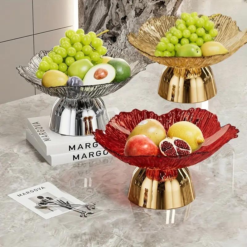 Transparent High-Foot Fruit Plate Home Living Room Coffee Table Light Luxury High-End Fruit Basin  Candy Snack Display Plate