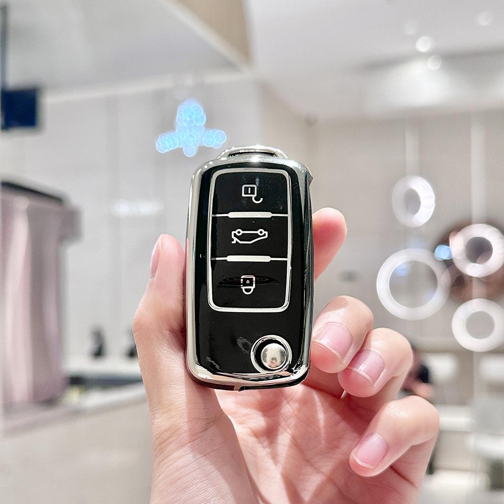 3 Buttons TPU Remote Flip Folding Car Key Shell for VW for Volkswagen MK4 Bora Golf 4 5 6 Passat Polo Bora Touran