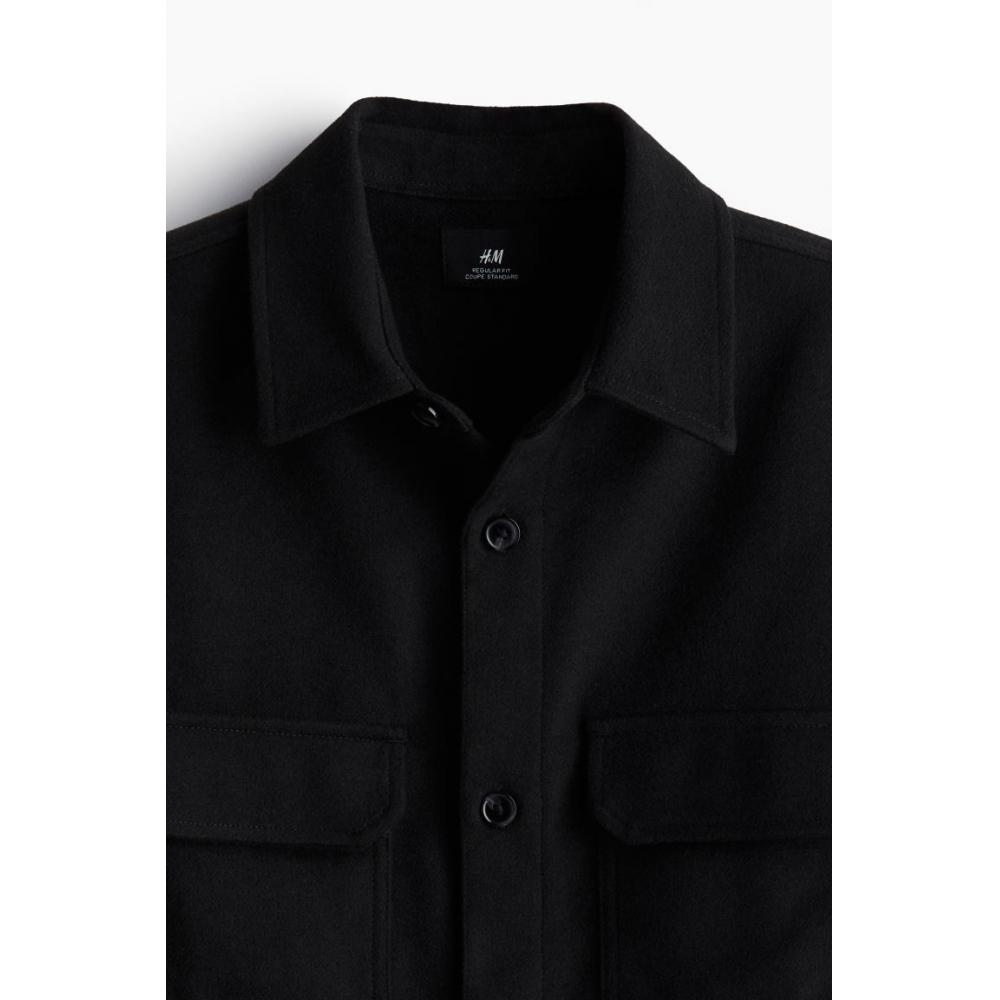 H M Regular Fit Felt oversHirt Black