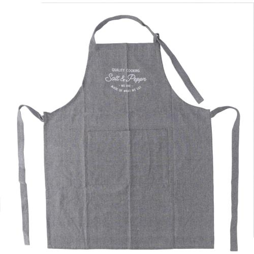 Fuji Boeki Apron, 65cm wide x 0.2cm thick x 80cm long, Charcoal, Machine Washable, Adjustable in 3 Settings, with Pockets, Cafe Style, Salt & Pepper,