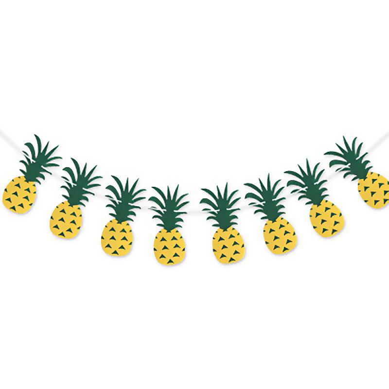 

1set 2.5m Cartoon Flag Hawaiian Flamingo Decoration Thickened Felt Flower Colored Flag Pineapple Theme Birthday Party Decoration 1set