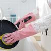 1 Pair Dishwashing Gloves Waterproof Reusable Gloves Patchwork Color Elastic Long
