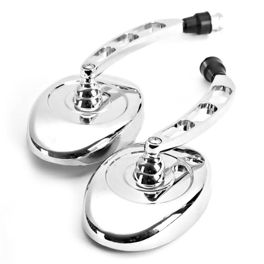 Pair Silver Motorcycle Rearview Mirror