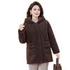 Medium and old women's clothing women's hooded lamb wool medium and long coat women's autumn and winter warm woolen top multi-color versatile model