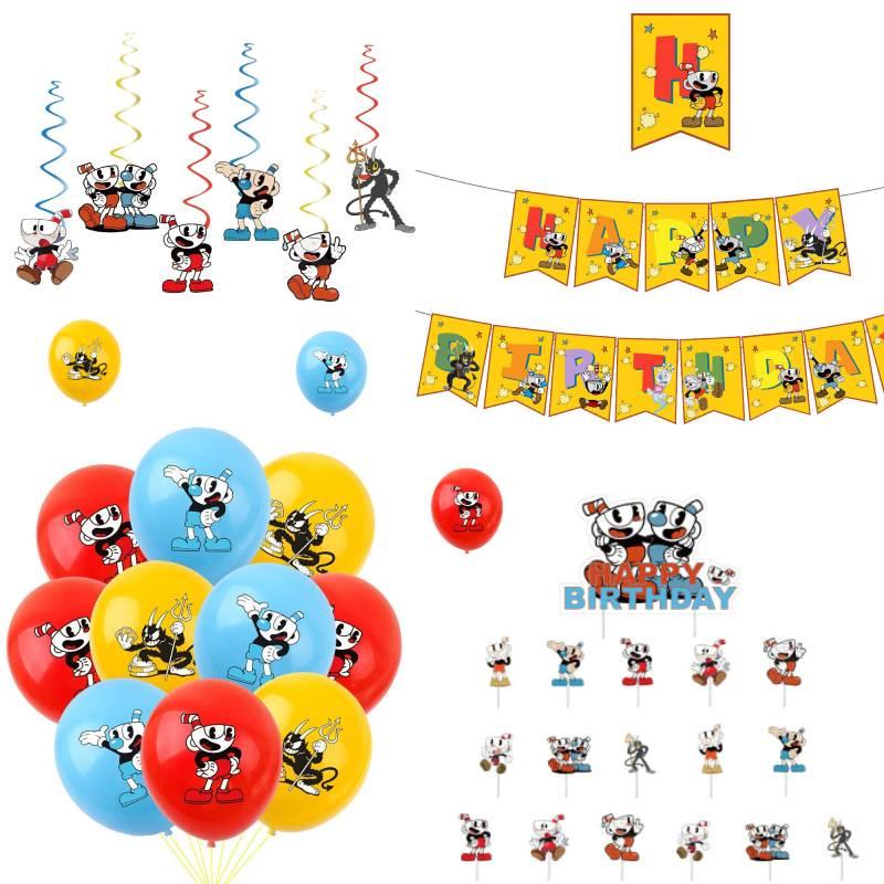Cuphead Themed Birthday Party Decorations Set With Tea Cup Head Design Vibrant Paper Material