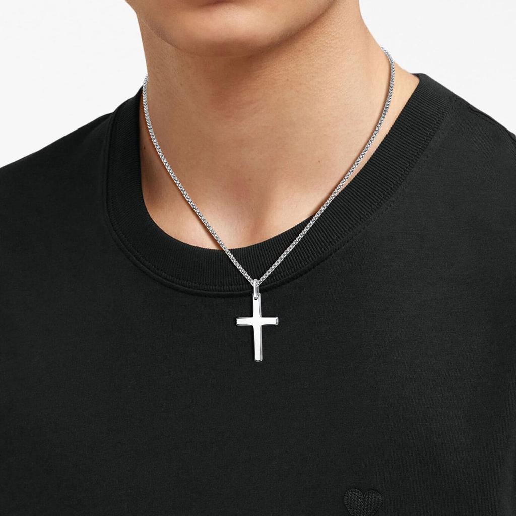 Wolframkarbid-Anhänger Kreuz Halskette Edelstahlkette [Coai] Herren