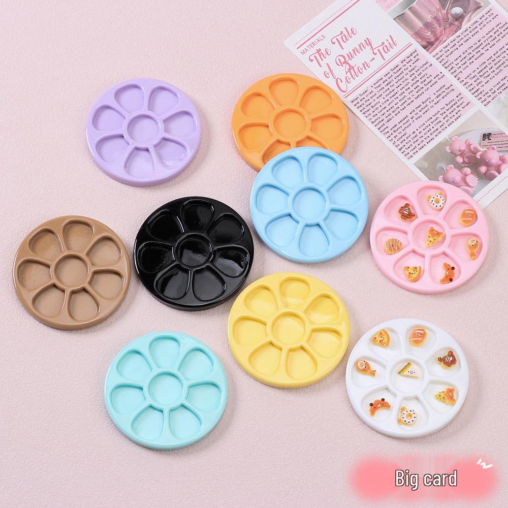 Cartoon Flower Round Plate Handmade Resin Accessories for DIY Crafts and Jewelry