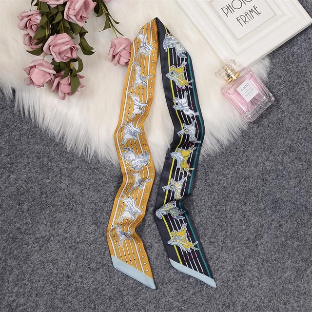 Luxury Horse Cloak Brand Scarf Fashion Design 100% Silk Scarf Women Headwear Skinny Bag Hair Scarves Neckerchief
