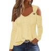 New V-neck Off Shoulder Casual Solid Color  Women's T-Shirt Top