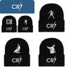 Cr7 Printed Knit Black Hat Warm And Stylish Winter Headwear For Men And Women