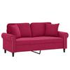 Vidaxl 2-Osobowa Sofa Z Poduszkami, Winna Czerwień, 140 Cm, Aksamit