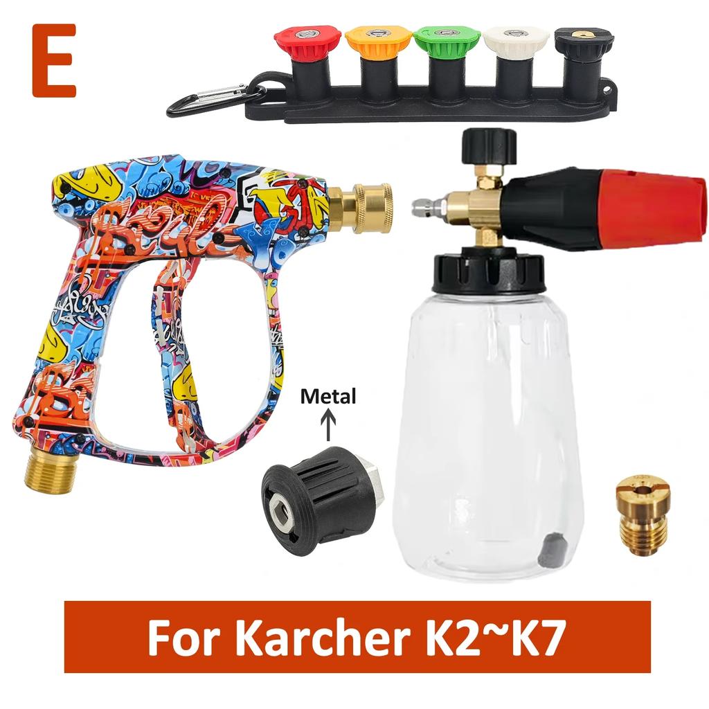Vibrant Graffiti High-Pressure Foam Blaster for Karcher/Bosch/Lavor with Quick-Connect Nozzles,  Multi-Surface Cleaning Kit