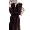 European Station New Cold Wind Women's Clothing High-end Sense Base Temperament Long Dress Gold Velvet Dress Women's Autumn