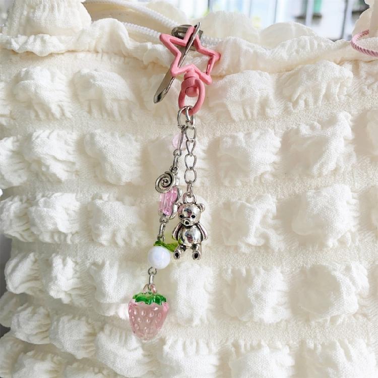 Sophisticated Hand Woven Key Holder with Pearls Beads Stylish Beaded Keychain Bag Pendant for Fashion Enthusiasts