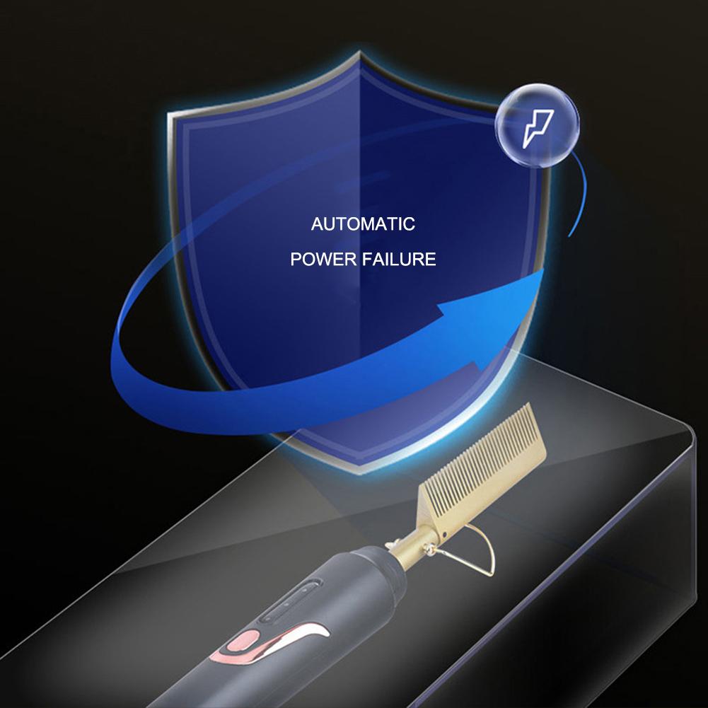 Mini Hot Comb Rechargeable Electric Straightening Comb 3 Gear Temperature Hair Straightener Brush Quick & Dry Use for Hair Style