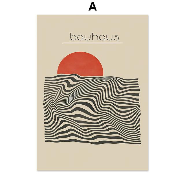 

Баухауз Геометрические линии Солнце Море Современный абстрактный скандинавский настенный художественный постер и принты холст картины для декора гостиной 21*30cm