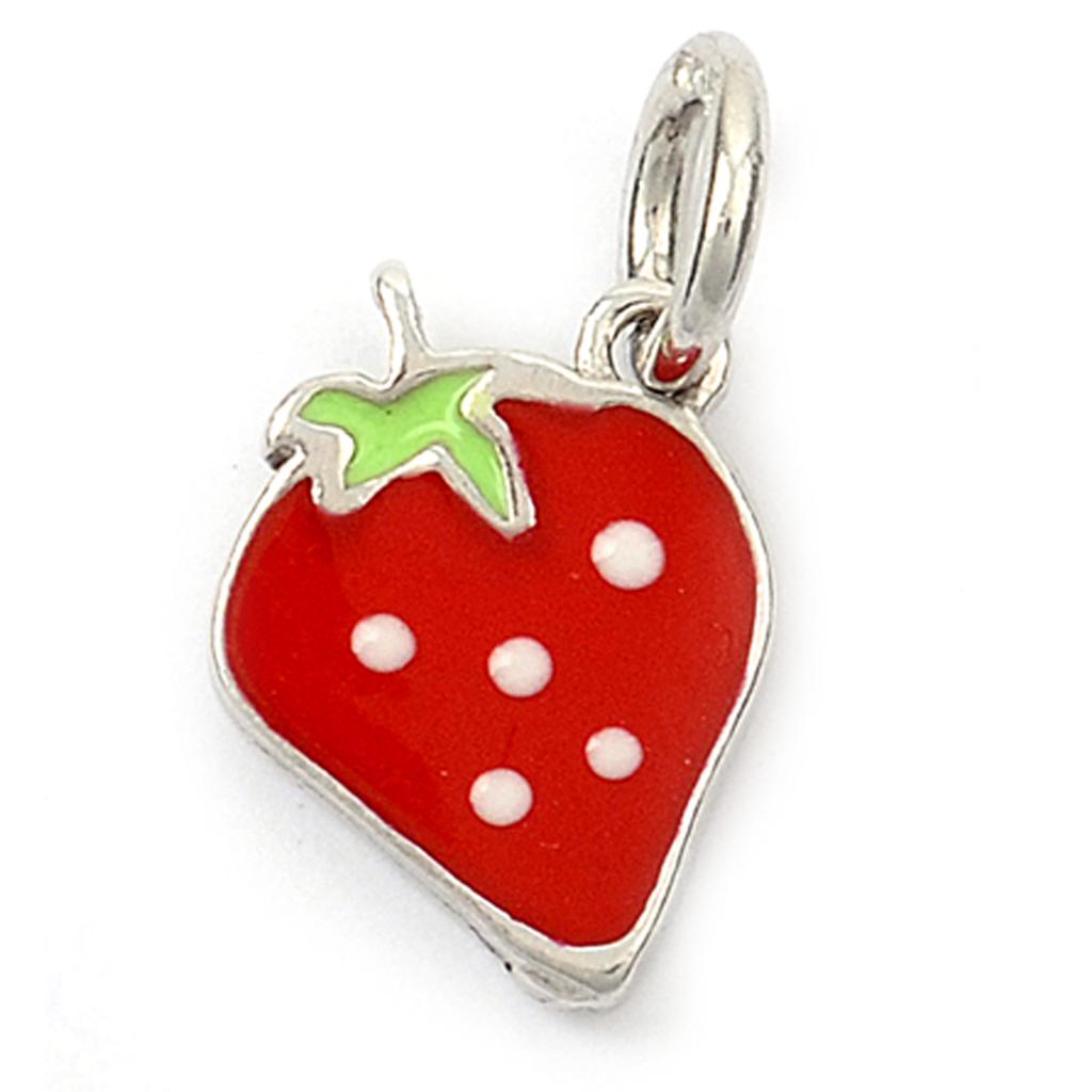 Les Trésors De Lily [Q9435] - Silver Pendant 'Strawberry' Silver-red (rhodium-plated) - 10x7 Mm