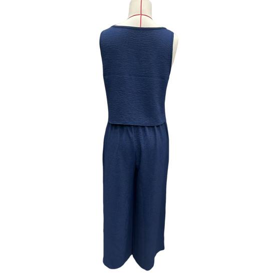 Sommer ärmelloses 2-teiliges Outfit für Damen, lässiges Crop-Cami-Top und weite Hosen, Loungewear-Partnerlook-Sets mit Taschen