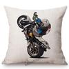 Xtreme Sport Motorcycle Stunting Riding Mtx Cute Cartoon Stunters Decorative Sofa Throw Pillow Case Cotton Linen Cushion Cover