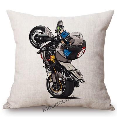 Xtreme Sport Motorcycle Stunting Riding Mtx Cute Cartoon Stunters Decorative Sofa Throw Pillow Case Cotton Linen Cushion Cover