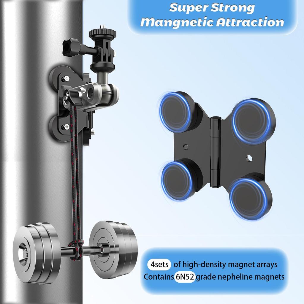 Fence Post Bracket Magnetic Fence Bracket, Iron Pole Mounting Clip Adjustable Metal Phone/camera Holder Fence Post Phone Bracket