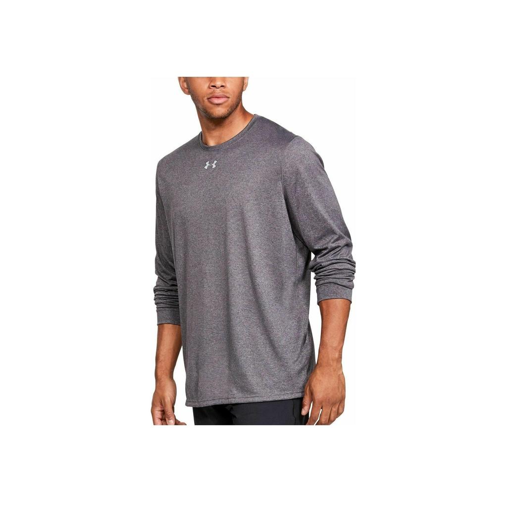 Under Armour Solid Color Logo Print Crew Neck Pullover Long Sleeve T-Shirt Men tops Gray 1305776-090
