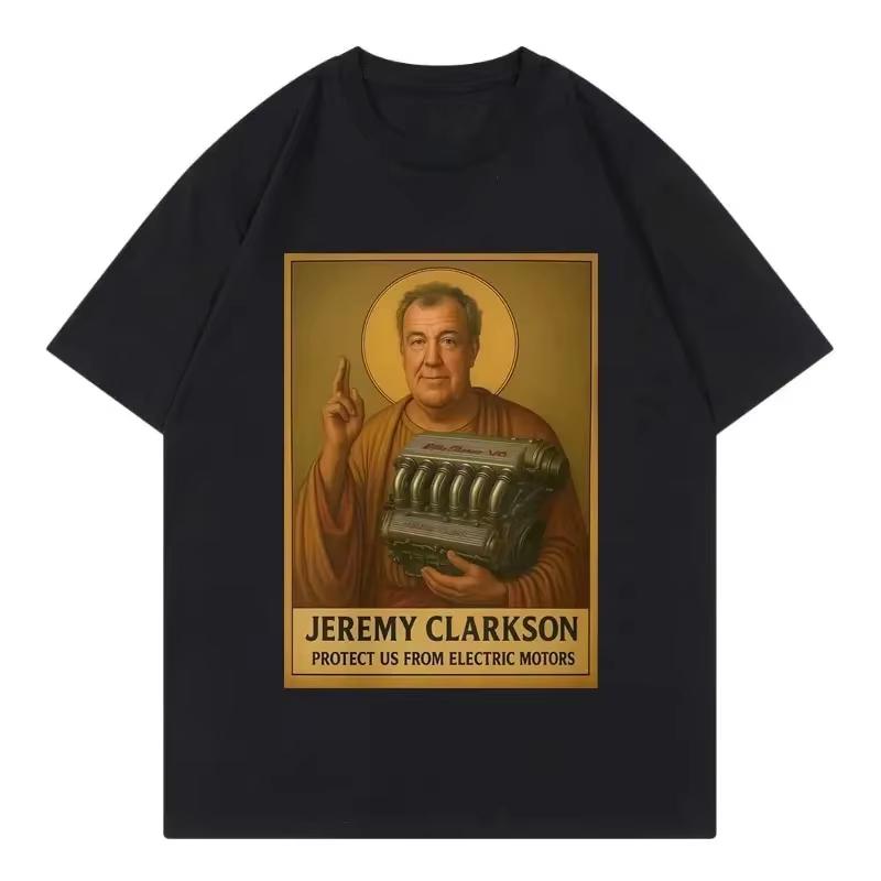 

2026 Jeremy Clarkson Protect Us From Electric Motors TShirt Top Gear Funny Meme Graphic TShirt Womens Casual Fashion Clothing 3XL