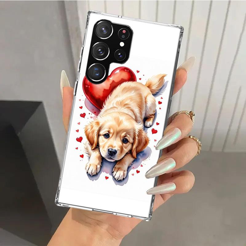 Lovely Puppy Heart Dogs Phone Case for Samsung Galaxy S26 S24 S23 Ultra S25 Edge S22 S21 Plus S20 FE + Soft Print Shell Funda Ga