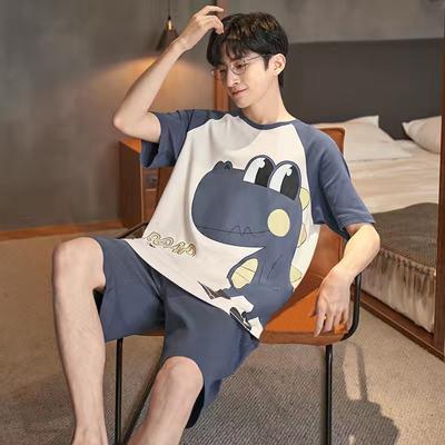 Heren Pyjama Homewear Set van Tieners Korte Mouw Los Eenvoudig Vrije Tijd Homewear Set van Dikke Plus Size Pyjama Set