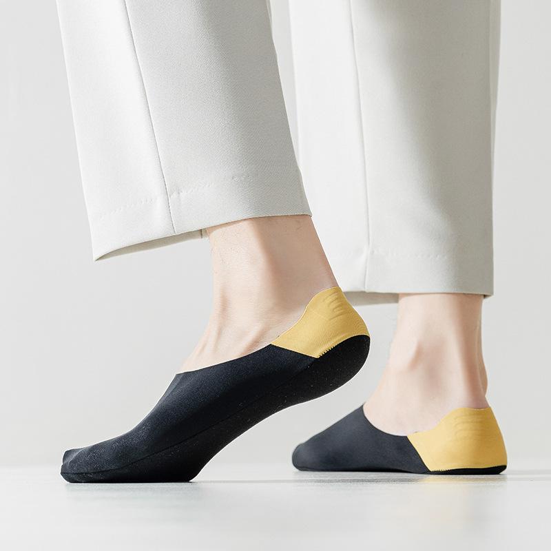 Silicone Non-slip Men Sock Slippers Summer Breathable Low Cut Boat Socks Men Male Seamless Ice Silk Invisible No Show Socks Sox