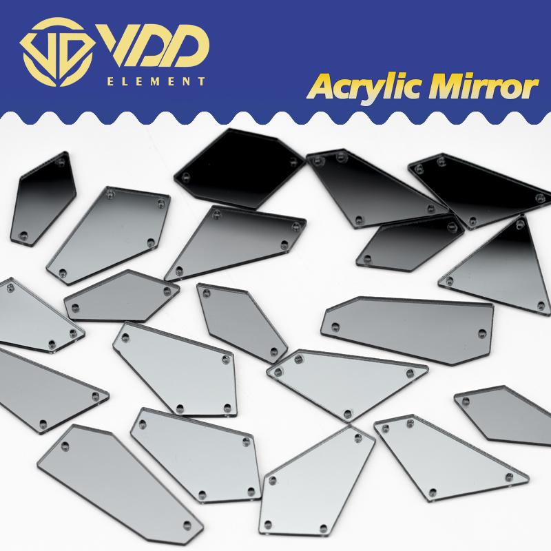 VDD 30/60/200Pcs Mix Size Acrylic Mirror Sewing Rhinestones Sew on DIY Crafts FlatBack Sewn Stones for Garment Dress Decorations