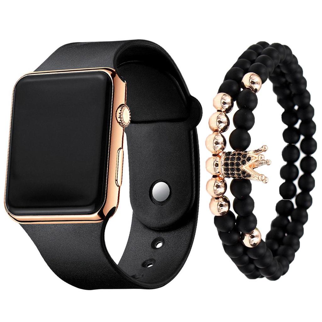 3-Piece Men's LED Silicone Watch & Bracelet Set