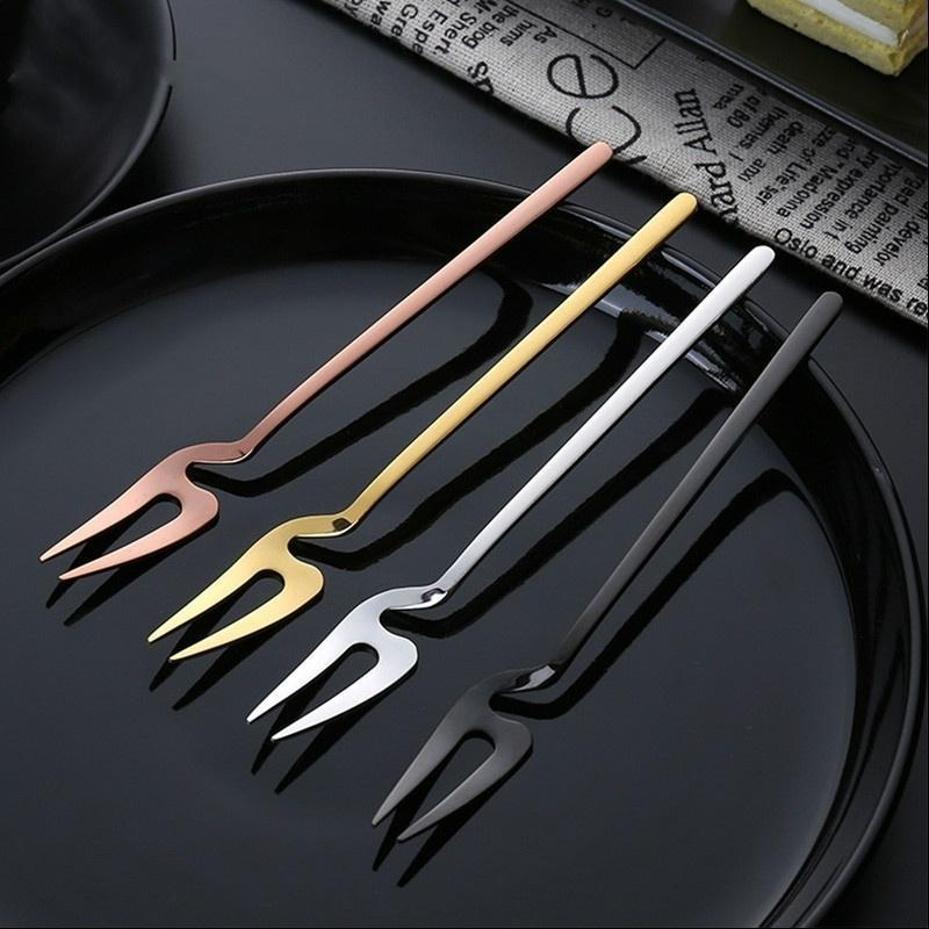 1 Pcs New Stainless Steel Fruit Dessert Forks Set Reusable Cake Salad Tableware Home Party Banquet Seafood Dinner Supplies