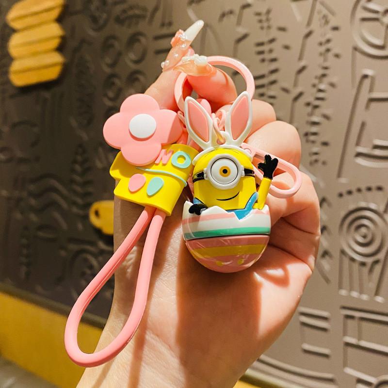 Porte-clés Adorable Dessin Animé Minion Anneau de Clé en Silicone Mignon Cadeau Pour Femmes Et Enfants