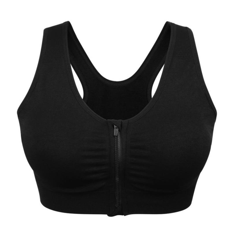 Women's Front Zipper Sports Breathable Wirefree Padded Push Up Sports Top Fitness Gym Yoga Workout Bra Sports Bra Tops