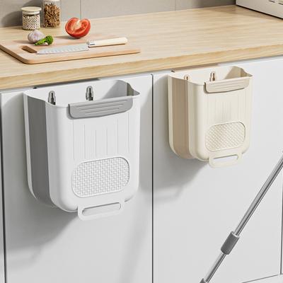 Foldable Mini Trash Can for Cabinet Door Hanging Kitchen Waste Bin Collapsible Garbage Bin Under Sink for Kitchen Bathroom