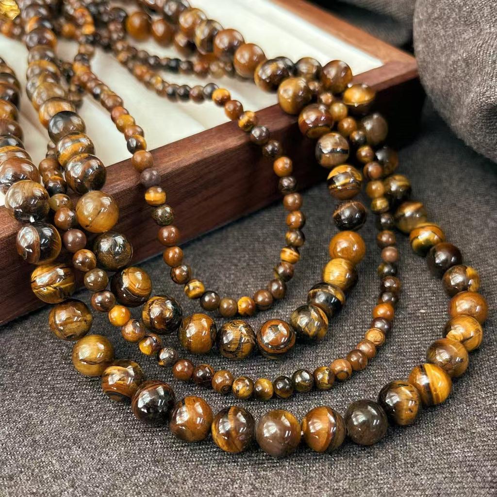 Boutique retro autumn and winter Maillard natural tiger's eye stone removable variety of wearing necklaces sweater chains