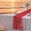 Red Heart-Shaped Mesh Table Runner Romantic Heart Design Wedding Table Decor Transparent Heart Pattern Valentine's Day Party