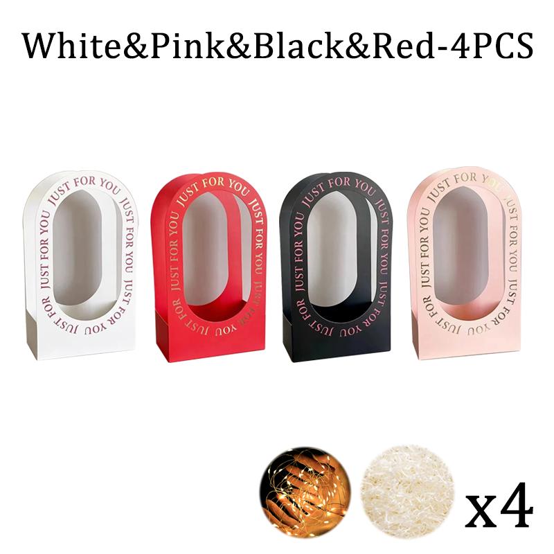 Simple Hollow Hand-Held Flower Basket Paper Flower Bouquet Floral Arrangement Carton Packaging Box Decoration Supplies