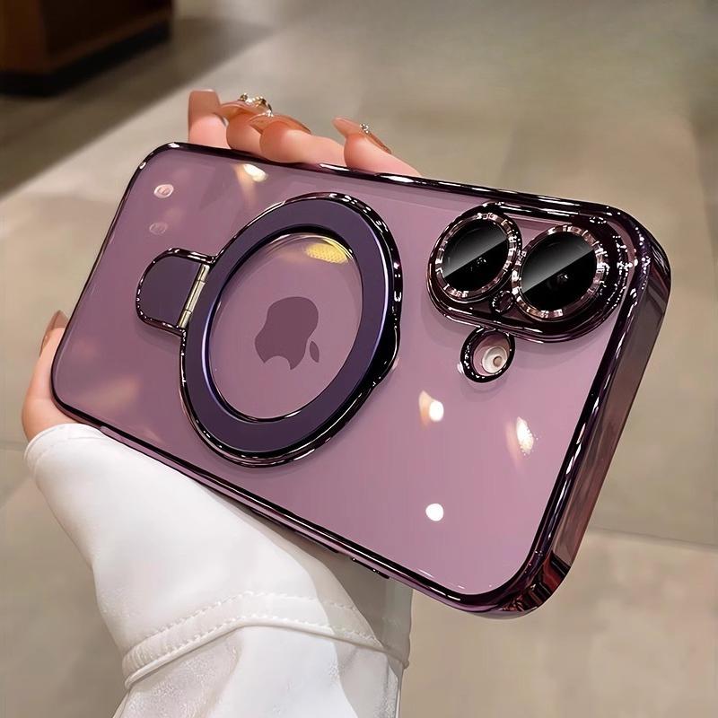 Applicable To Apple 16promax Mobile Phone Case Magnetic Bracket New 15 Anti Fall Silicone Protective Case 14 Transparent Full Package