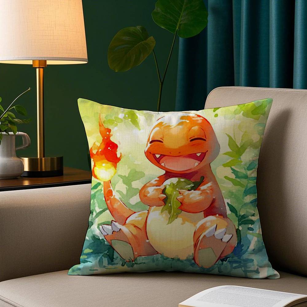 Cute C-Charmander Pillow Case Plush Fabric Soft Pillowcase Double Sided Print Sofa Cushion Pokemon Cover Throw