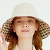 DakS Women S Beige Check contraSt Linen Floppy Hat Dbhe4e121i2