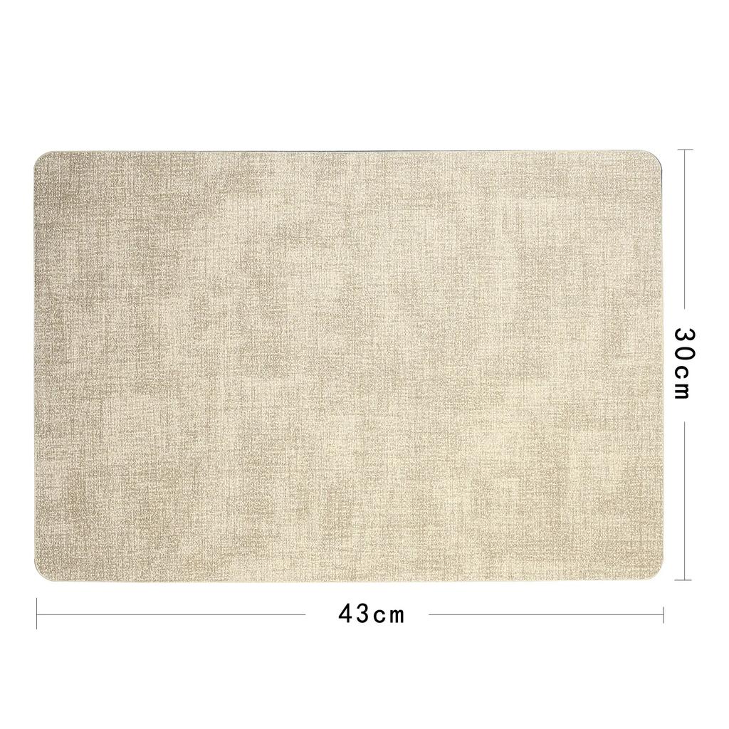 Nordic Thickened PU Leather Placemats Fabric Texture Rectangular Table Mats Hotel Dining Room Decor Durable Home Table Protector