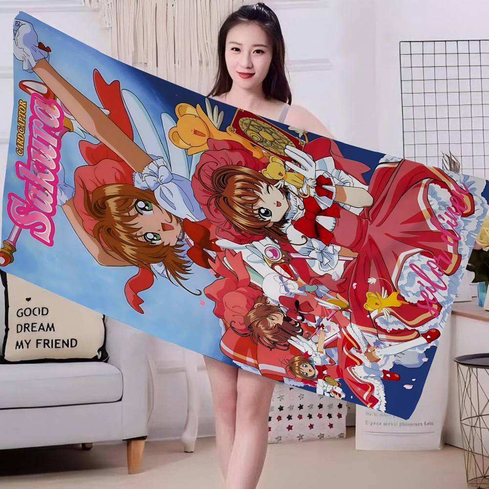 Anime C-Cardcaptor Sakura Microfiber Blanket Quick Drying Beach Towels Oversized Printing Super Absorbent Pool Towel Blanket