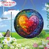  Acrylic Vintage Rainbow Heart Suncatcher in a 2D Flat Design, Ideal for Decorating Walls. This Round Sign Is Perfect for Window Sills, Porches 