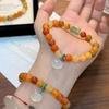 Retro Chinese Style Natural Golden Silk Jade Chalcedony Bracelet for Women