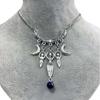 Gothic Moon Pendant Necklace With Amethyst Crystals For Women Jewelry Collection