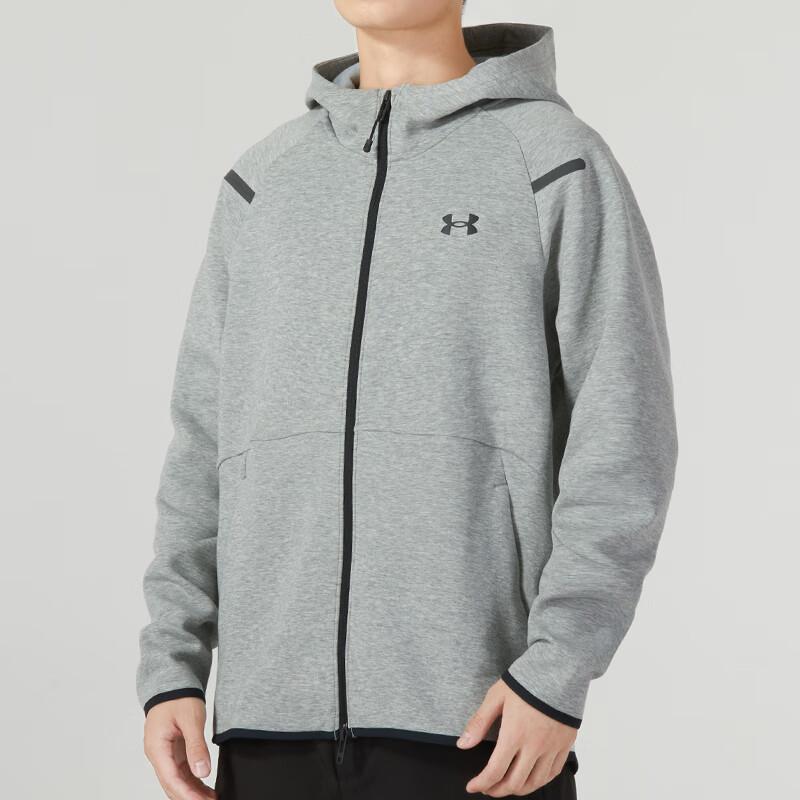 Under Armour Logo Print Solid Color Sports Training Casual Jacket Men Jacket Gray 1379806-011